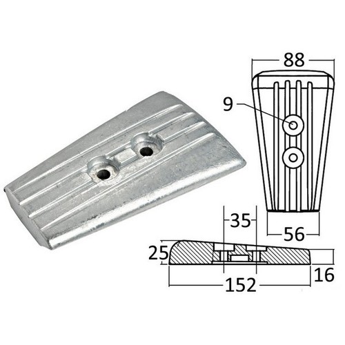 Anodo zinco piede - volvo, sx/dps