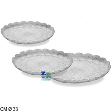 VASSOIO DIAMANTE DIAM. CM 33 IN PLASTICA TRASPARENTE DA PORTATA PER TORTE DOLCI