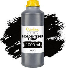 Mordente per Legno a Base D'Acqua | Colore Nero | 1L | Vernice a Rapida Essiccaz