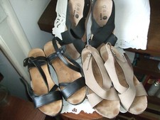 LOTTO 3 SANDALO PLATFORM VERA PELLE ZEPPA SUGHERO CAMOSCIO NERO BEIGE 39 