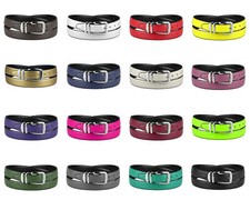 Cintura reversibile CONCITOR tinta unita e fibbia nera in pelle incollata tono argento