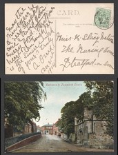 1904 Tiddington Startford on Avon Cancel Tamworth Castle Staffordshire Postcard