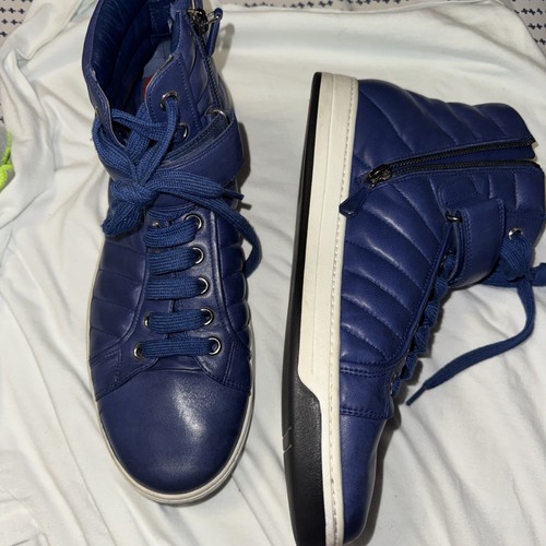Sneakers alte prada blu pelle - sneakers,