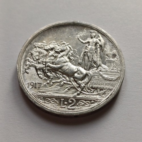 Silver moneta lire 1917 roma - 2,