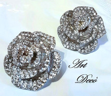 PREZIOSI ORECCHINI VINTAGE '30 FIORE cm.3,7ca BRILLANTI-FANCY,ARGENTO-ORO BIANCO