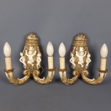 Coppia di Applique Capodimonte da Muro Stile Barocco con Cherubini vintage 1960