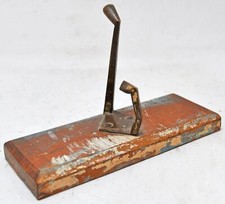 Antico IN Legno Ottone Gancio Appendiabiti Hardware Originale Vecchio Mano Fatto