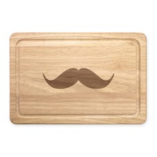 Manubrio Baffi Rettangolare Tagliere di Legno - Divertente da Uomo Hipster Barba