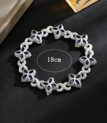 Blue zircon flower - blue, bracelet