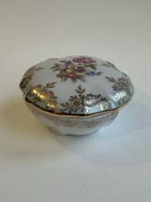 VIintage PM Martinroda Porcelain Trinket Box Germany Turquoise Gold Gold Floral
