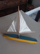 BARCA A VELA IN LEGNO BLOCCO UNICO  FATTA A MANO LUNGA 37 CM ALTA  38 CM