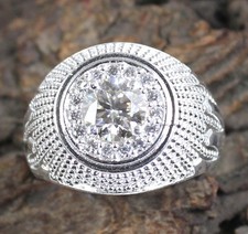 Champagne Diamante Solitario 1.52 Carato Taglio Rotondo Certificato Uomo Anello