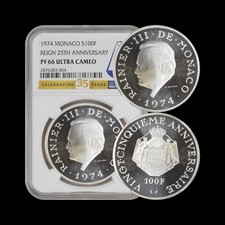 MONACO. 1974, 100 Francs