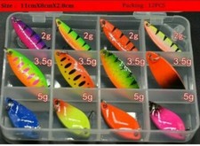 LOTTO 12pz SPOON  ONDULANTI TROUT AREA SPINNING TROTA PERSICO CON SCATOLA