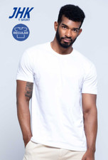 100 MAGLIE T-SHIRT  MANICA CORTA  JHK MAGLIETTE 100% Cotone DA XS a XXL BIANCHE
