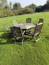 Tavolo esagonale in teak + 6 poltrone pieghevoli Alexander Rose Julian Christian