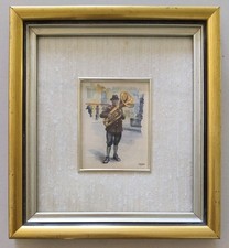 OTTAVIANI QUADRO LASTRA D’ ARGENTO 925 Dipinto MUSICISTA 20x22 cm Tromba