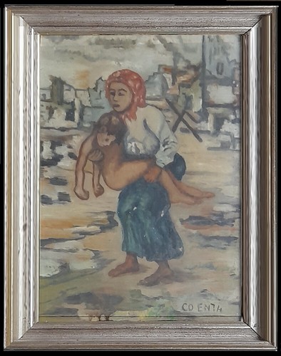 Arte naif mamma povera con - povera,