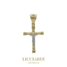Ciondolo uomo croce oro bicolore 18kt