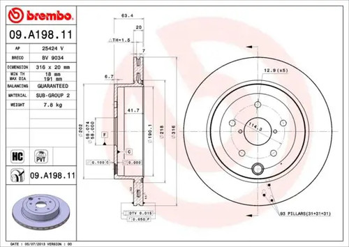 Disco freno ventilazione - 2x,