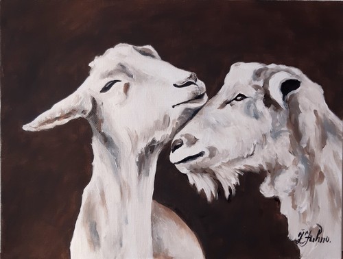 Quadro originale due capre