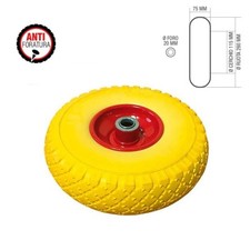 RUOTA RUOTE PIENA GOMMA ANTIFORATURA CARRELLO CARRIOLA  260x85mm - 14" X3.50-8