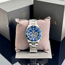 Orologio Bulova Uomo Marine Star 98B400 Quadrante Blu Cronografo Quarzo 41,5MM