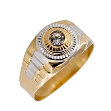 Anello Uomo Chevalier tondo In Oro Giallo 18 kt con Zircone Centrale NUOVO E ...