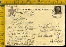 Cartolina Militare Savoia Cavalleria mt 851