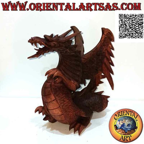 Scultura drago alato - , in