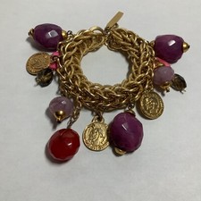 ANGELO MARANI STUNNING BRACELET WITH CHARMS 9.5 INCHES LONG-GOLD & MULTICOLOR