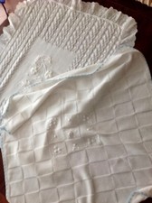 Coppia di copertine vintage per culla/carrozzina in maglia di cotone