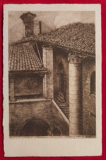 CARTOLINA CORTILE DEL CASTELLO LAZZARONI GAGLIANO ATERNO 1929 ( C 76 )
