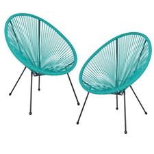 SET 2 POLTRONE DESIGN RETRO FIBRA INTERNI GIARDINO CAMPAGNA TERRAZZO PARKER ATOL