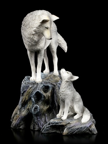 Wolf figur mit welpe - welpe,