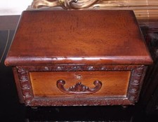 IDEA REGALO antico bauletto cofanetto porta gioie interno velluto in legno noce