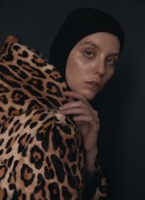 Leopard print goat fur jacket