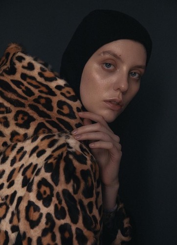 Leopard print goat fur jacket
