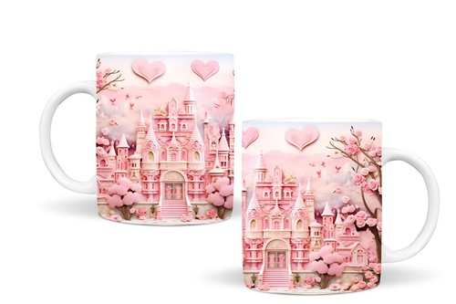 Tazza ceramica rosa - , castello