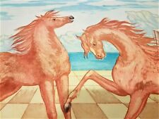 ALIGI SASSU  Le cavalle di Abdesos Acquaforte 1978  cm 48,5 x 84