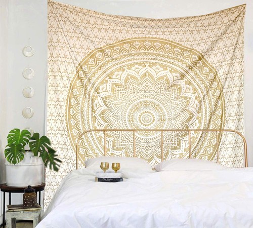 Arazzo mandala bianco oro da - mandala,