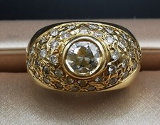 Anello a fascia centrato con diamante rotondo di taglio vecchio di ca. 0,85 ct