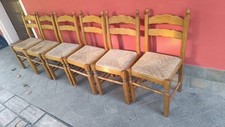Lotto 6 Sedie Impagliate Vintage Legno Robuste