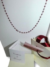 Collana Lunga di Argento da 925 con Rubini Donna e catenina in Pietre naturali