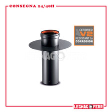 Raccordo a Parete Completo di Rosone D.80mm Pellet Apros Acciaio Nero RAMR