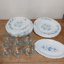 ARCOPAL MYOSOTIS FRANCE  25 PZ PIATTI VASSOIO BICCHIERI VERONICA 