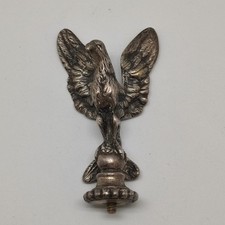 Antico fregio terminale da auto con aquila ad ali spiegate h. 11 cm