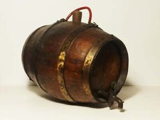 Vecchia botte italina piccolo barile vintage legno cerchi rubinetto ferro 