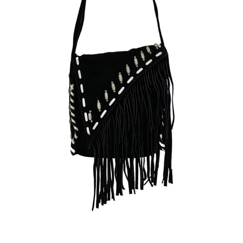 Borsa pelle con frange - in,