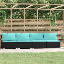 4-seater Sofa Black PE rattan